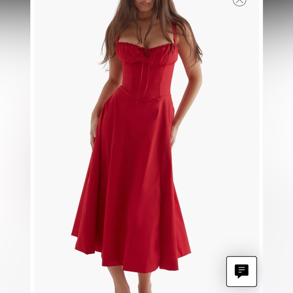 House of CB red Carmen midi flowy sun dress - Valentine’s Day outfit - Picture 4 of 12